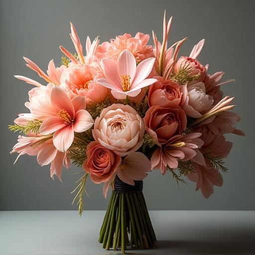 モダンで芸術的なデザインの花束